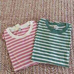J. Crew Pink and Green Striped Tees
